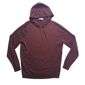 Artefact Mens 100% Merino Wool Hooded Sweater Burgundy Rust Brown Size Large